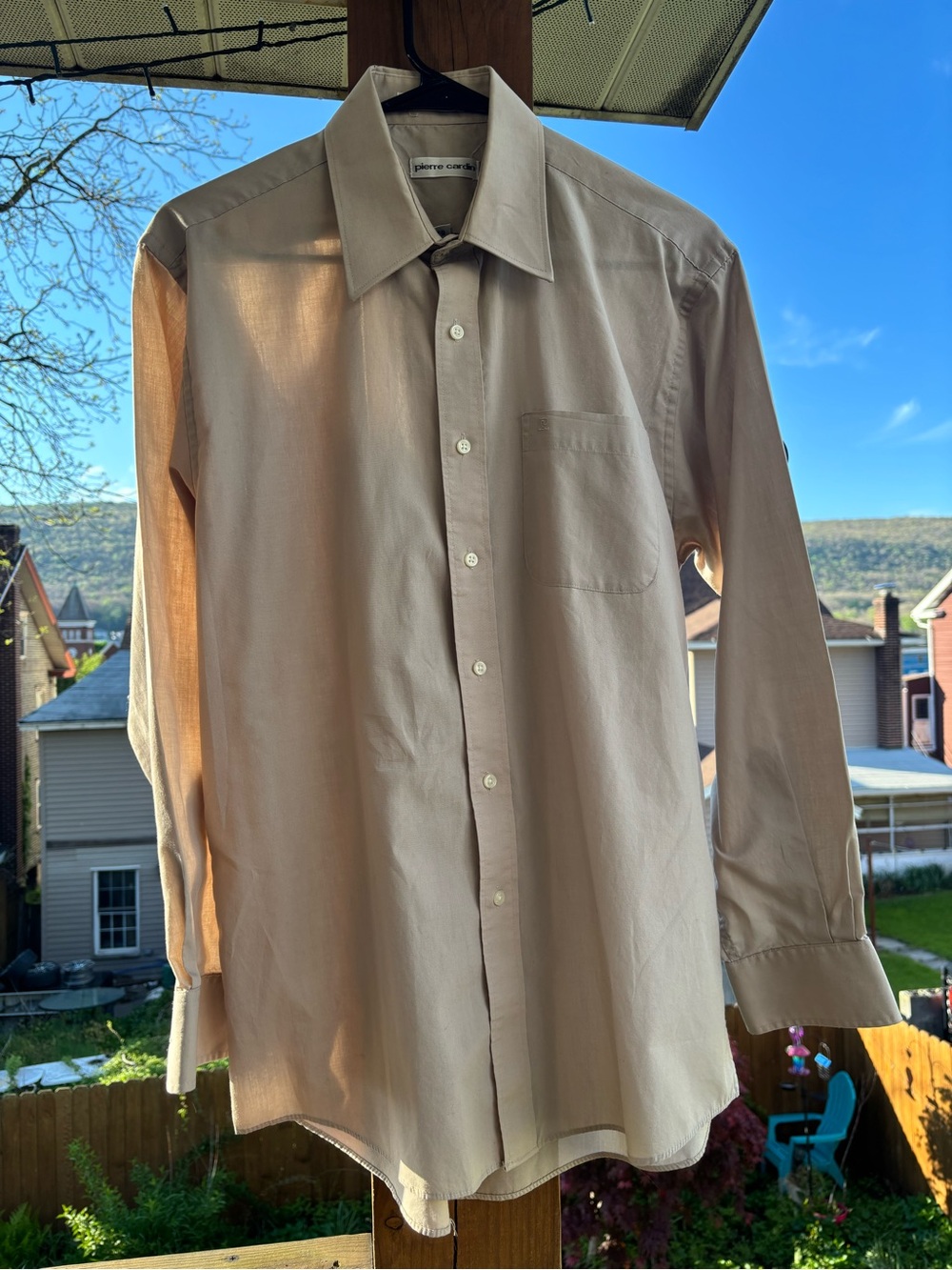 Pierre Cardin Men's Light Beige Long-Sleeve Dress Shirt